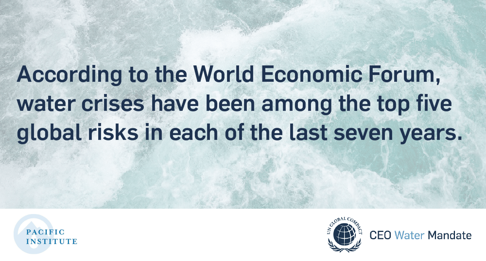 According to the World Economic forum, water crises have been among the top five global risks in each of the last seven years